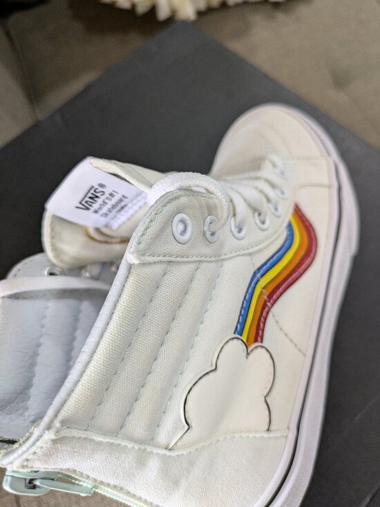 Vans Other - VANS Sk8-hi Zip Rainbow Sidestripe Blue White Kids Shoes Size 3